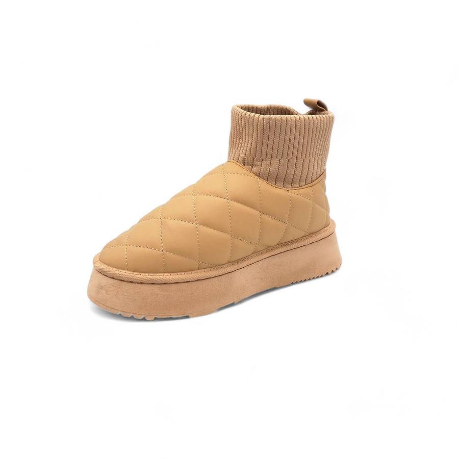 TTP Women's Platform Fur Lined Boots with Elasticated Pull On Opening XBG6