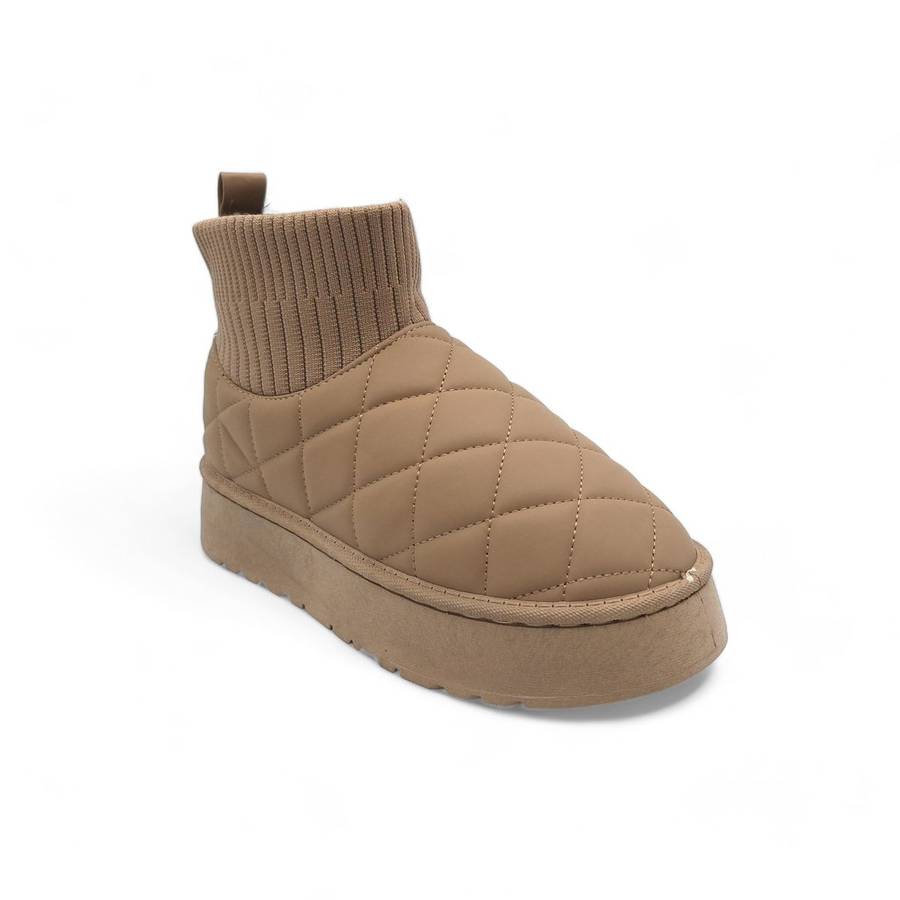 TTP Women's Platform Fur Lined Boots with Elasticated Pull On Opening XBG6