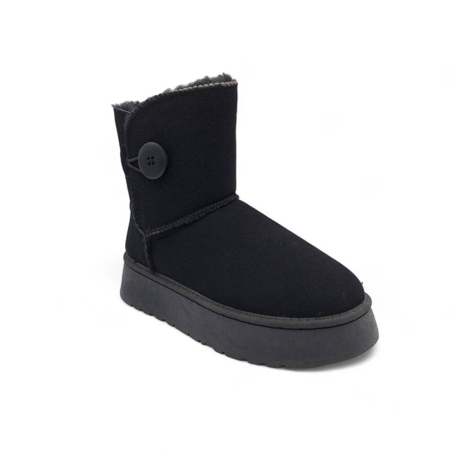 TTP Women's Platform Fur Lined Ankle Boots with Single Button XBK2