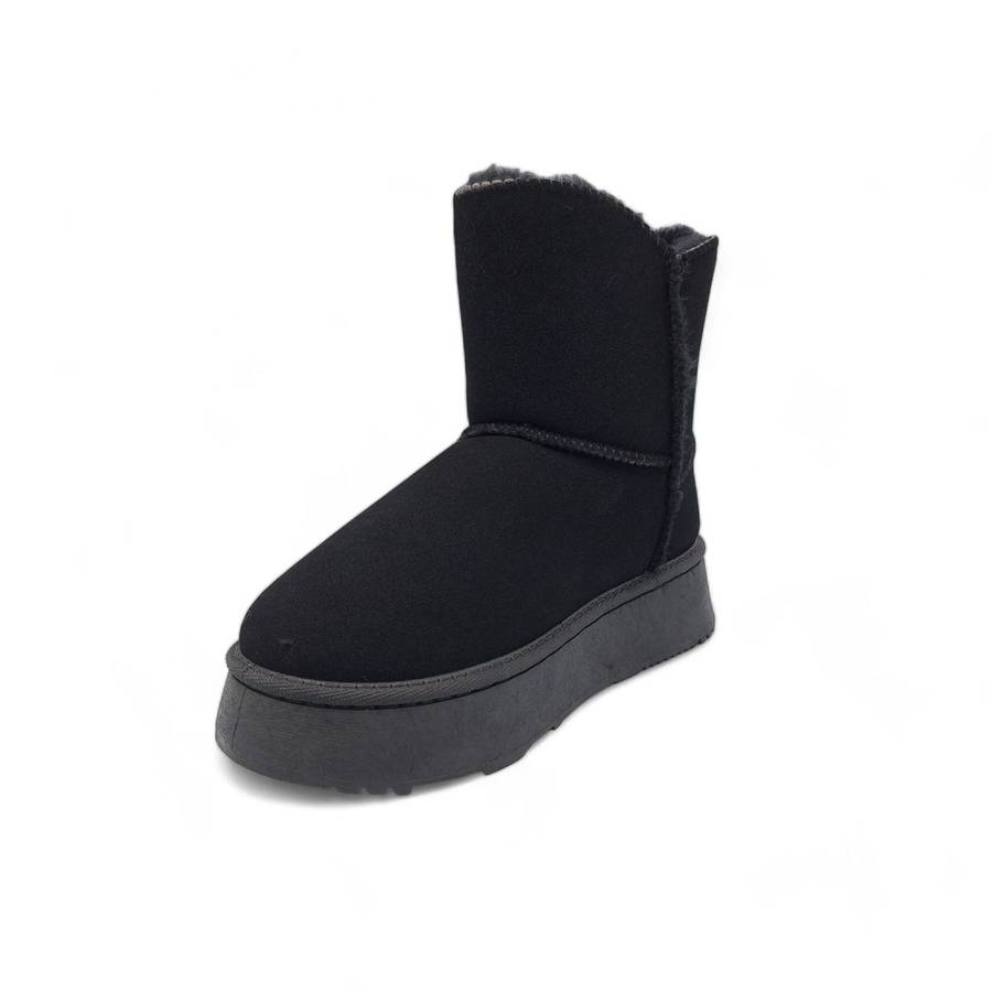TTP Women's Platform Fur Lined Ankle Boots with Single Button XBK2