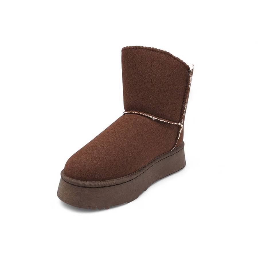 TTP Women's Platform Fur Lined Ankle Boots with Single Button XBK2