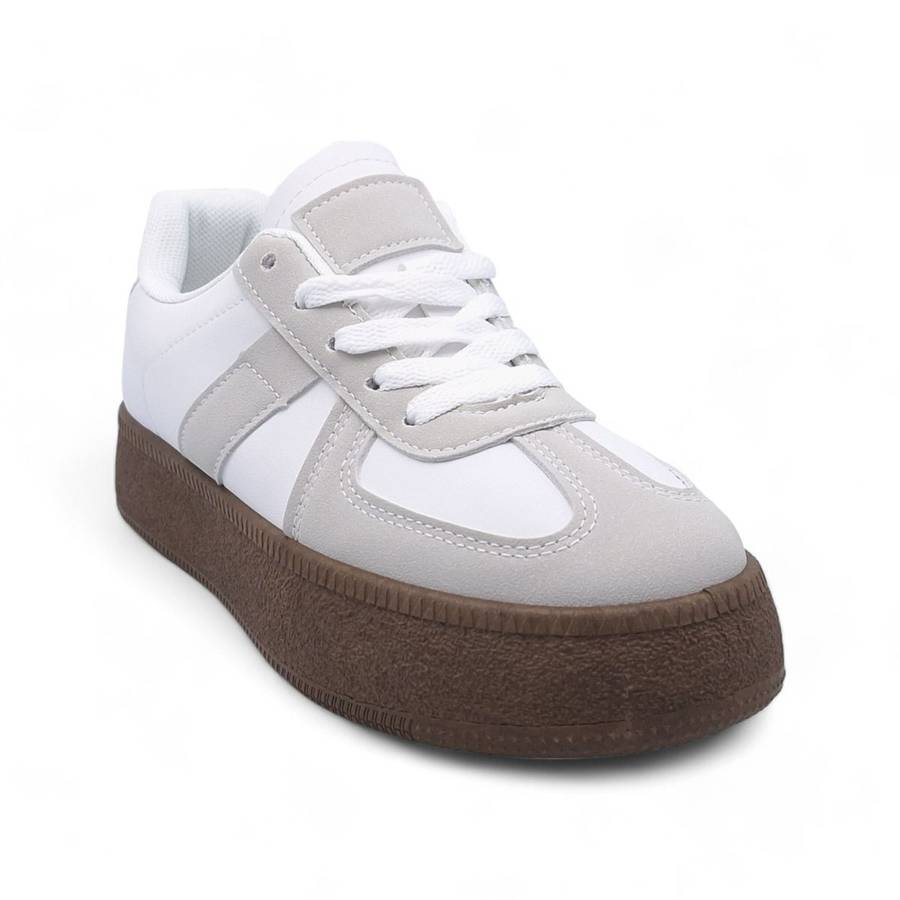 Women's Trendy Lace-Up Sneaker with PVC Platform Sole - YP0407