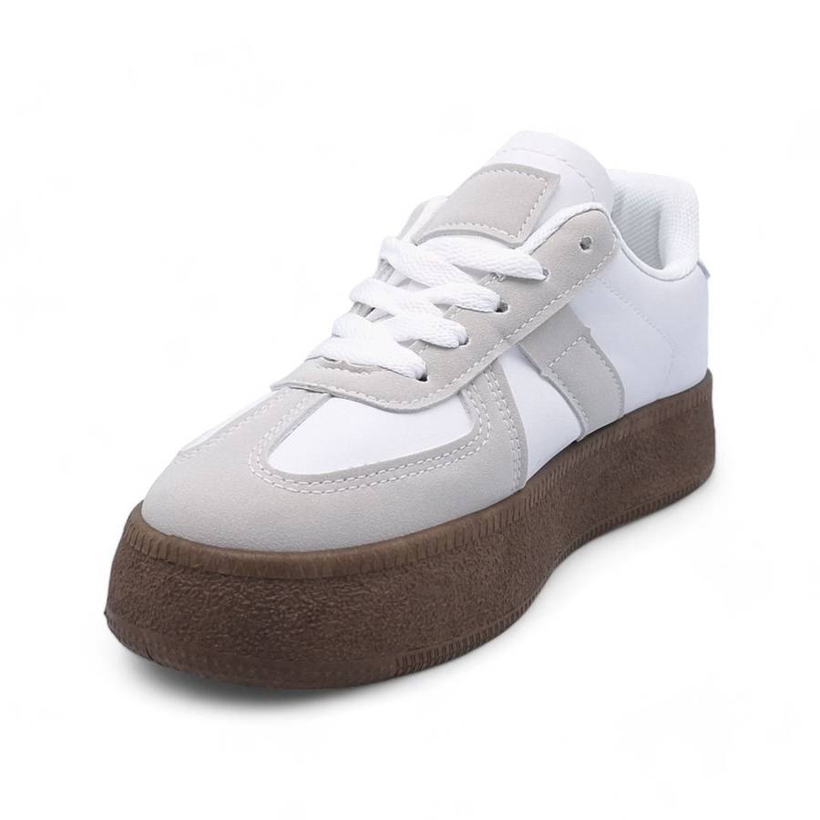 Women's Trendy Lace-Up Sneaker with PVC Platform Sole - YP0407