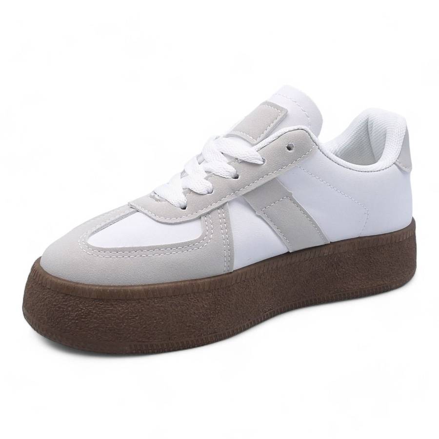 Women's Trendy Lace-Up Sneaker with PVC Platform Sole - YP0407