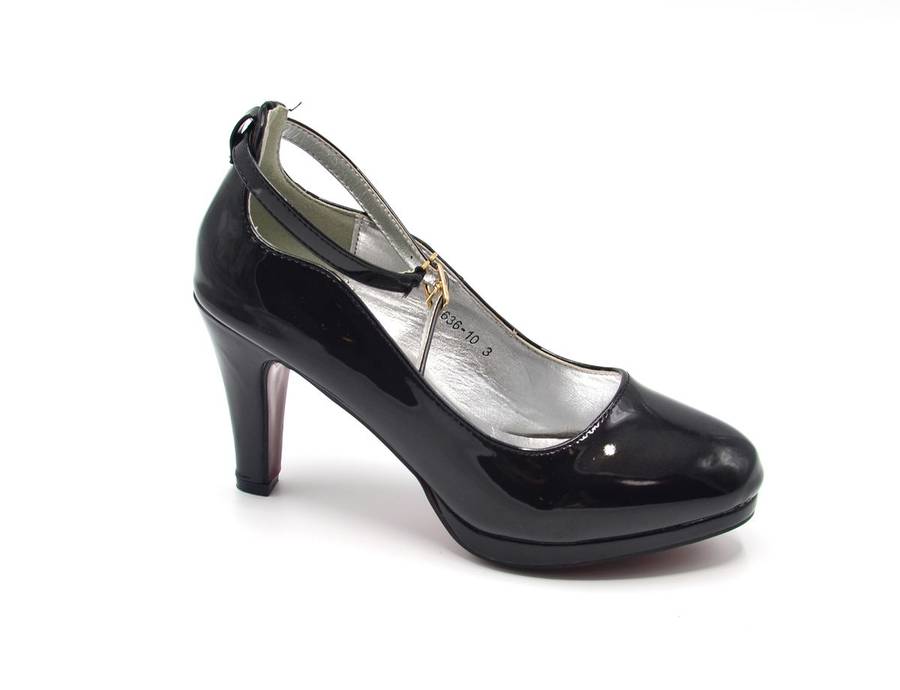 TTP Ladies High Gloss Platform High Heel with Ankle Strap 6636-10