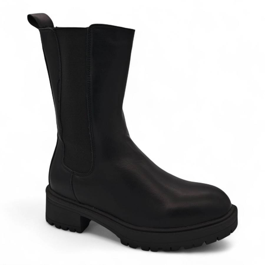 TTP Women's Mid Calf Boot with Elastic side Panel and Zipper HTA06