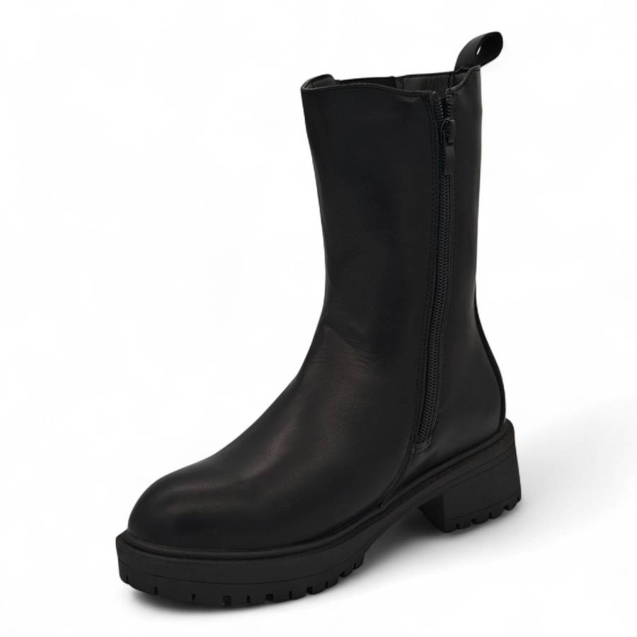 TTP Women's Mid Calf Boot with Elastic side Panel and Zipper HTA06
