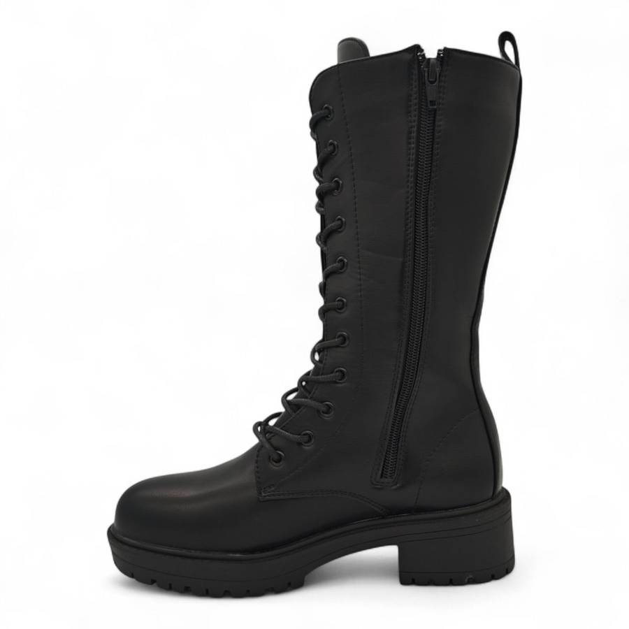 TTP Women's Platform Mid Calf Boots with Lace and Side Zipper HTA08