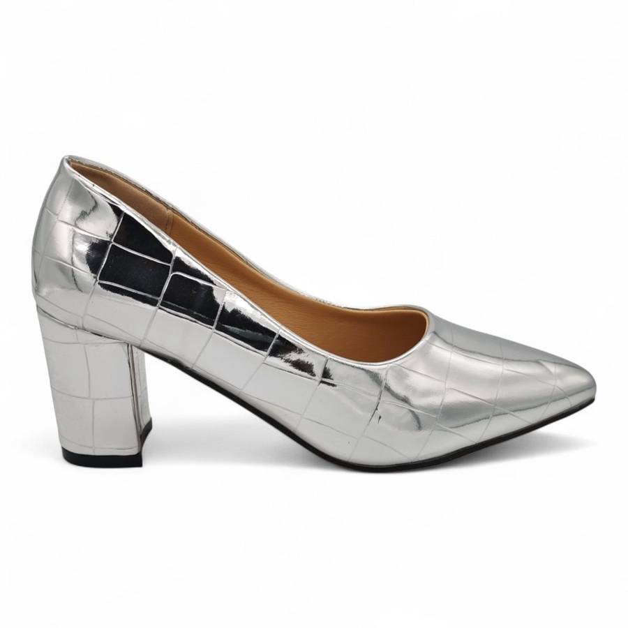 TTP Patent PU Block Heel with Croc Embossed HTG-06