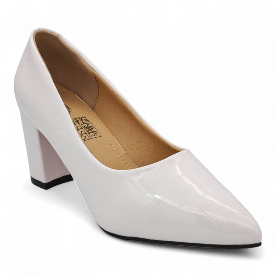 TTP Patent PU Block Heel with Croc Embossed HTG-06