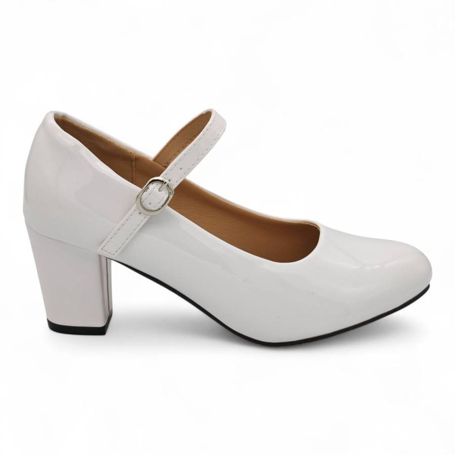 TTP Patent PU Almond Toe Block Heel with Buckle Strap HTG-07