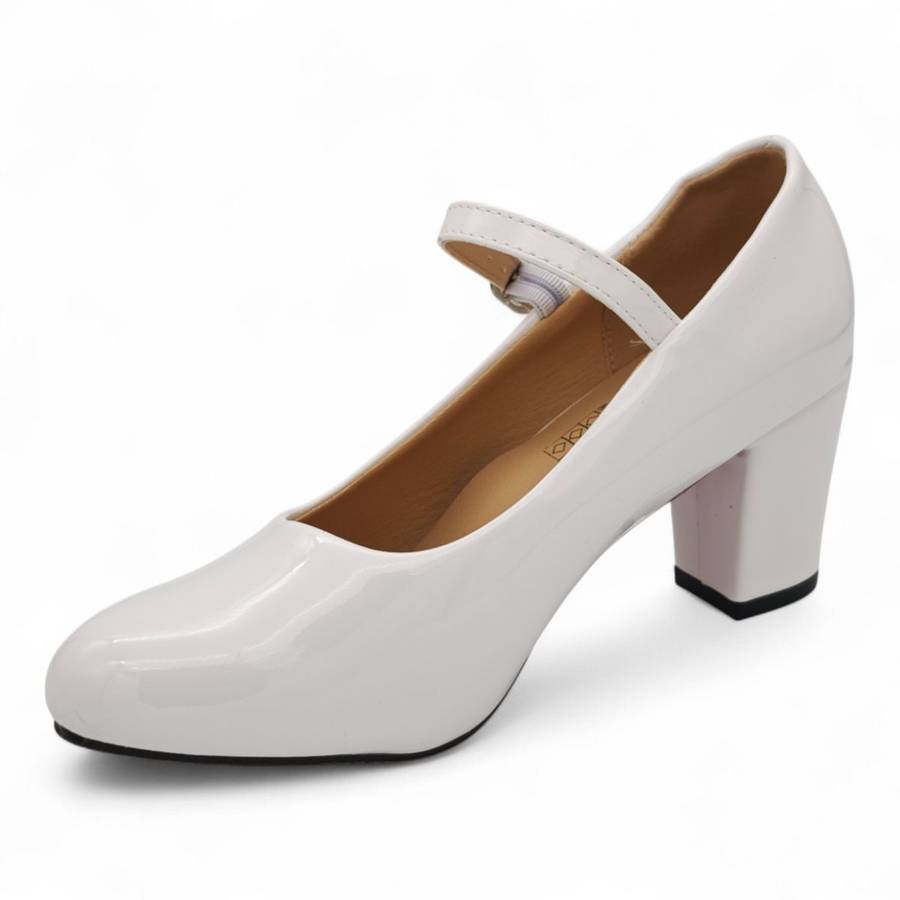 TTP Patent PU Almond Toe Block Heel with Buckle Strap HTG-07