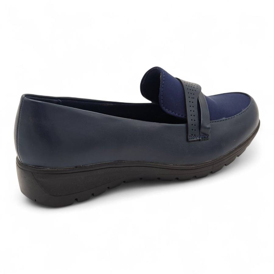 TTP Women's Navy Blue PU and Textile Loafer