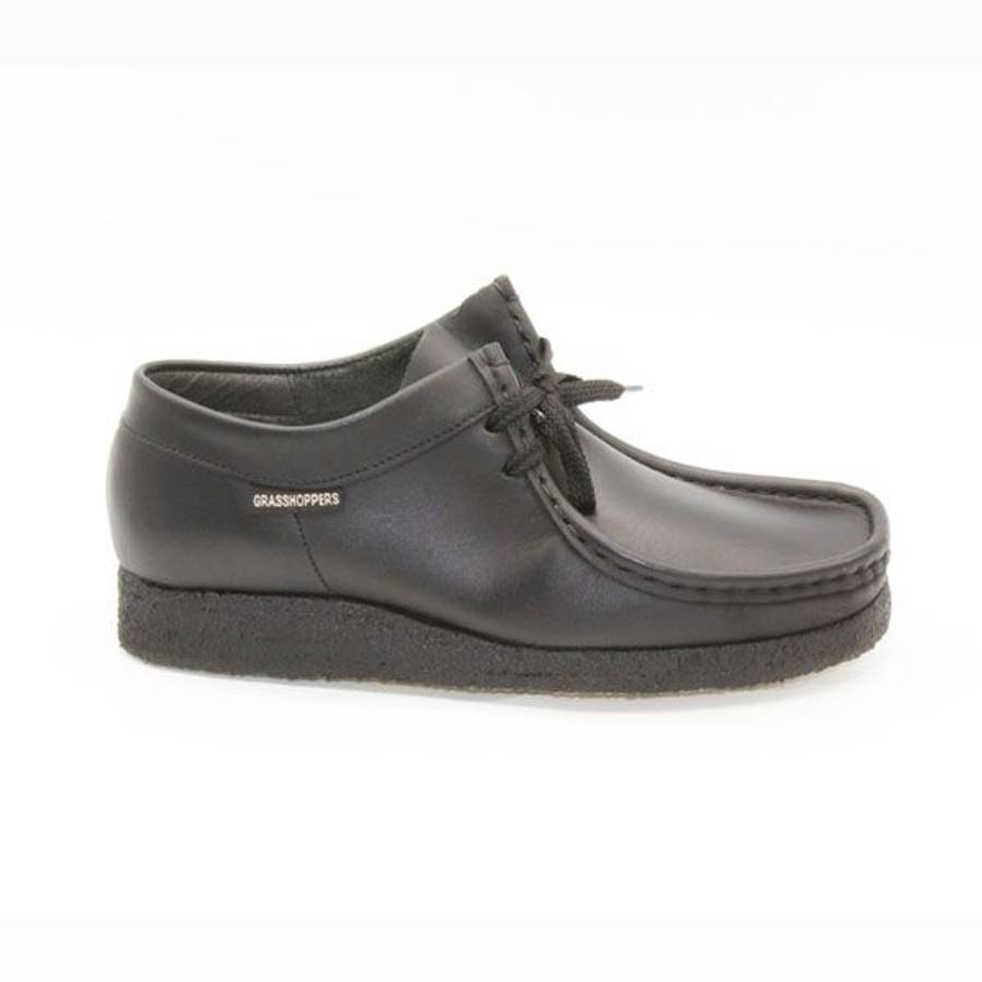 Mens/Youth Grasshopper Lace-Up Moccassin Softee Black