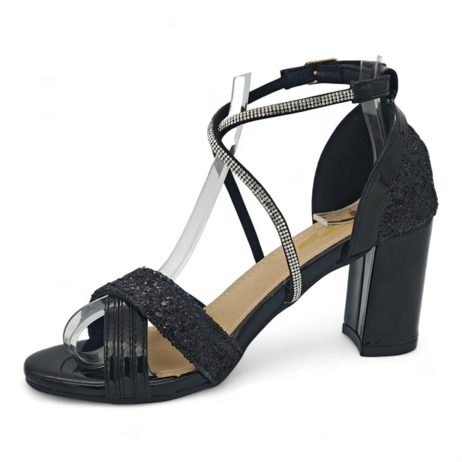 TTP Rosalind PU Glitter Crisscross Sandal with Rhinestone Strap MJ250820