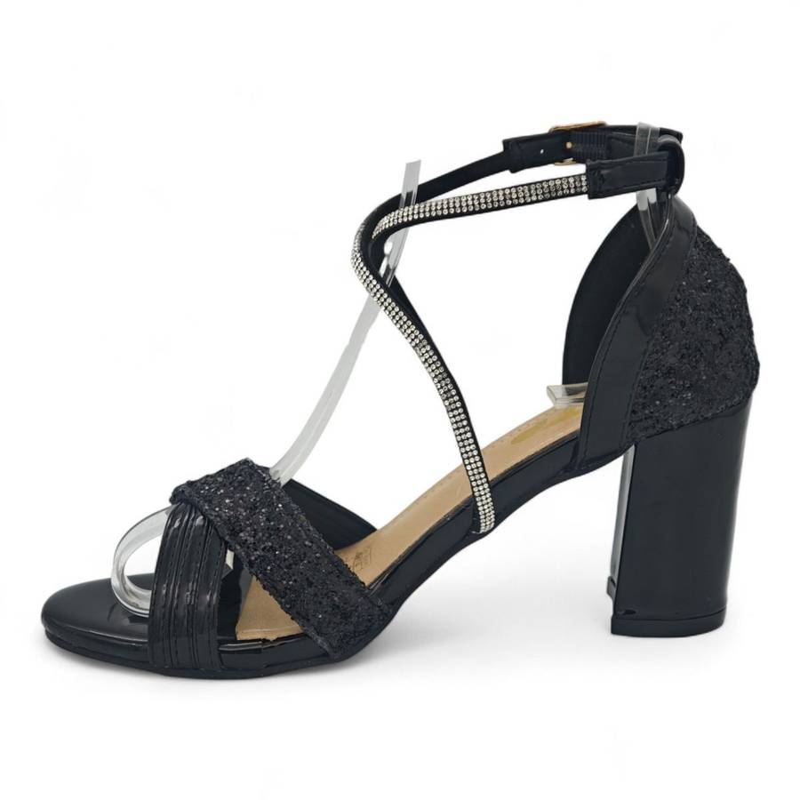 TTP Rosalind PU Glitter Crisscross Sandal with Rhinestone Strap MJ250820