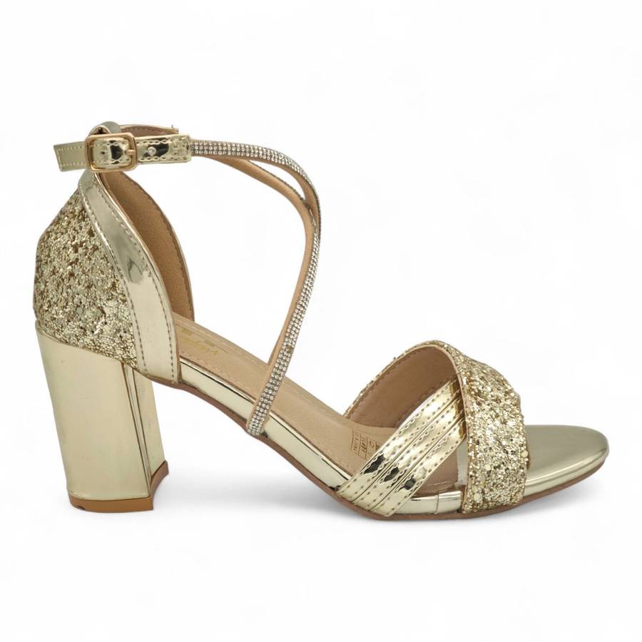 TTP Rosalind PU Glitter Crisscross Sandal with Rhinestone Strap MJ250820