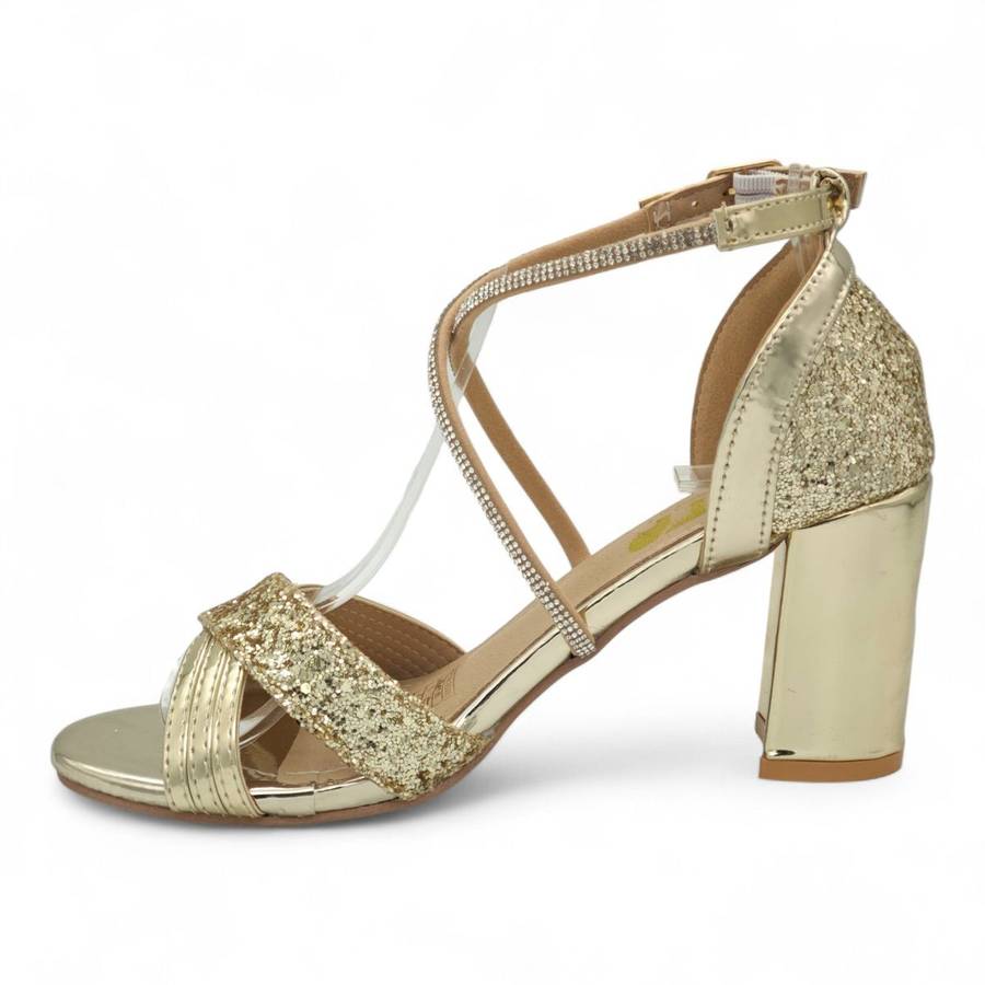 TTP Rosalind PU Glitter Crisscross Sandal with Rhinestone Strap MJ250820