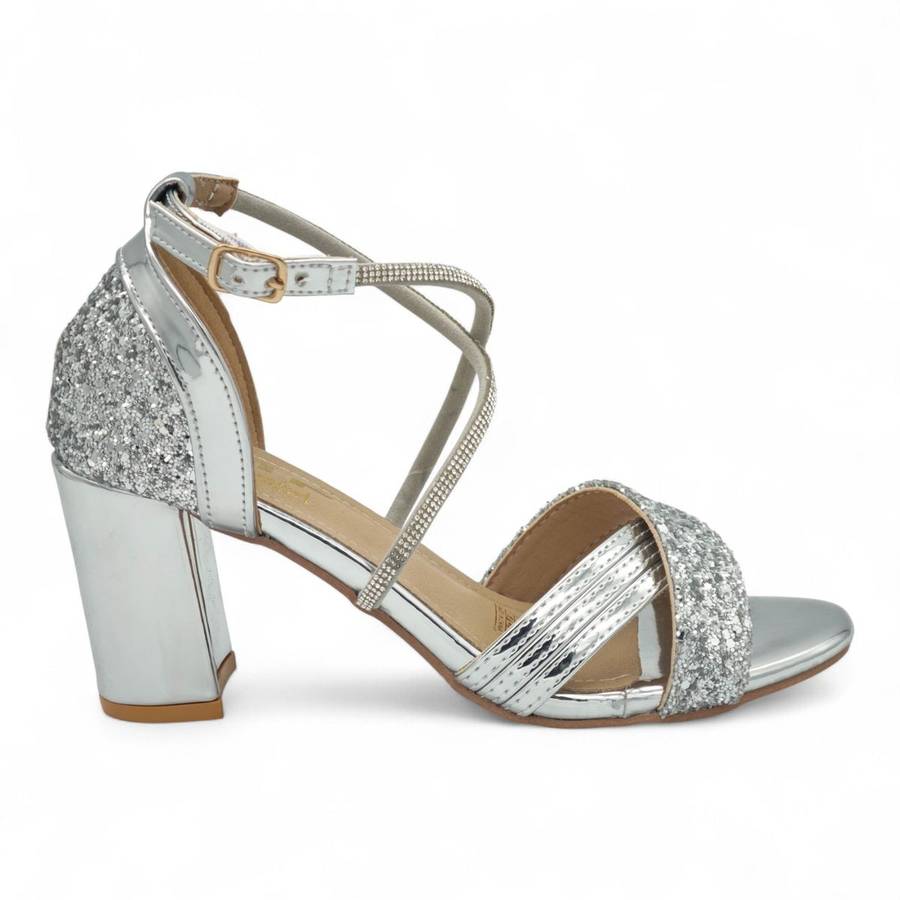 TTP Rosalind PU Glitter Crisscross Sandal with Rhinestone Strap MJ250820