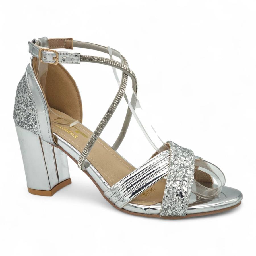 TTP Rosalind PU Glitter Crisscross Sandal with Rhinestone Strap MJ250820