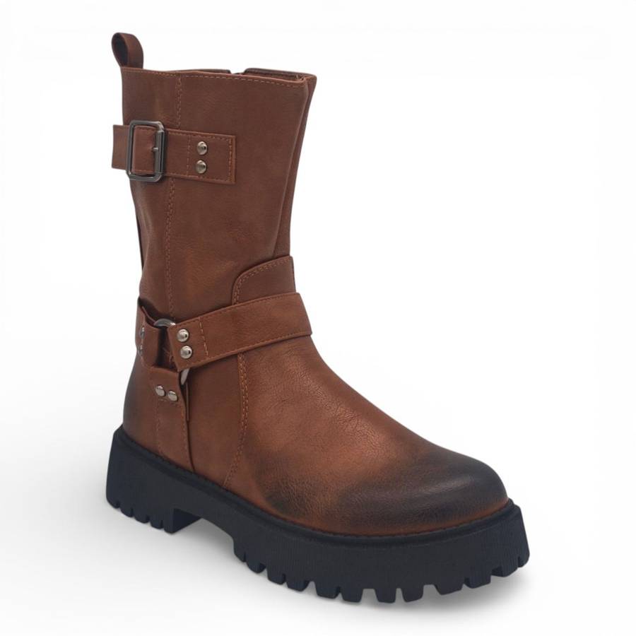 TTP Women's Buckle Strap Mid-Calf Boot MC0003