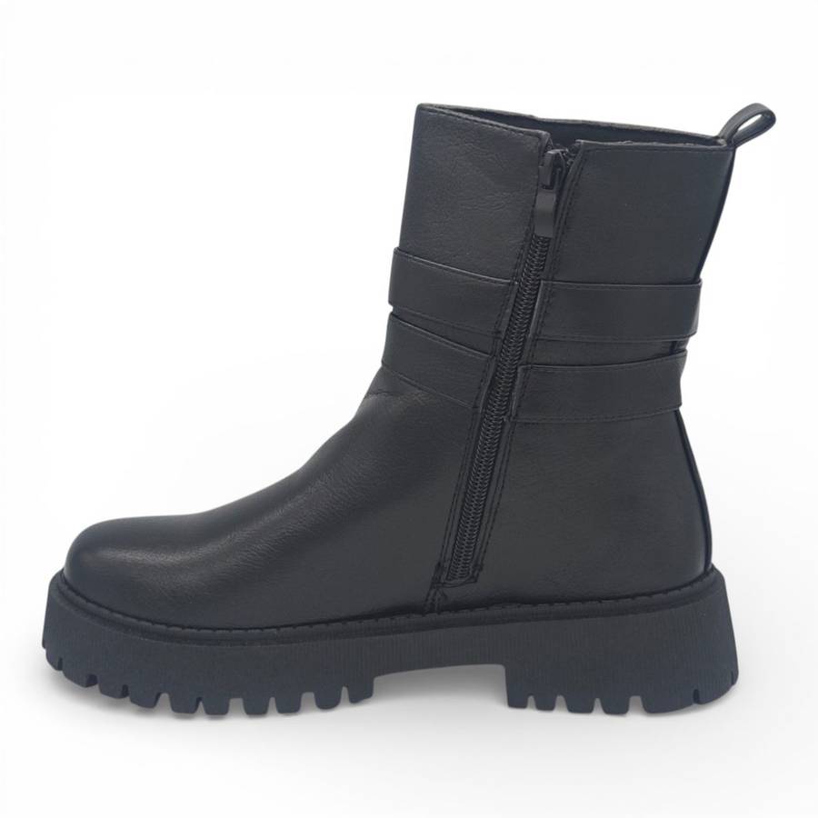 TTP Women's Buckle Decor Ankle Boot with Side Zipper MC0005
