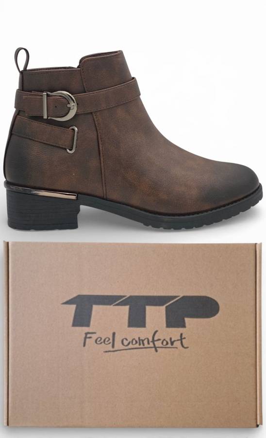 TTP Women's Ankle Boot with Buckle Decor MC0007