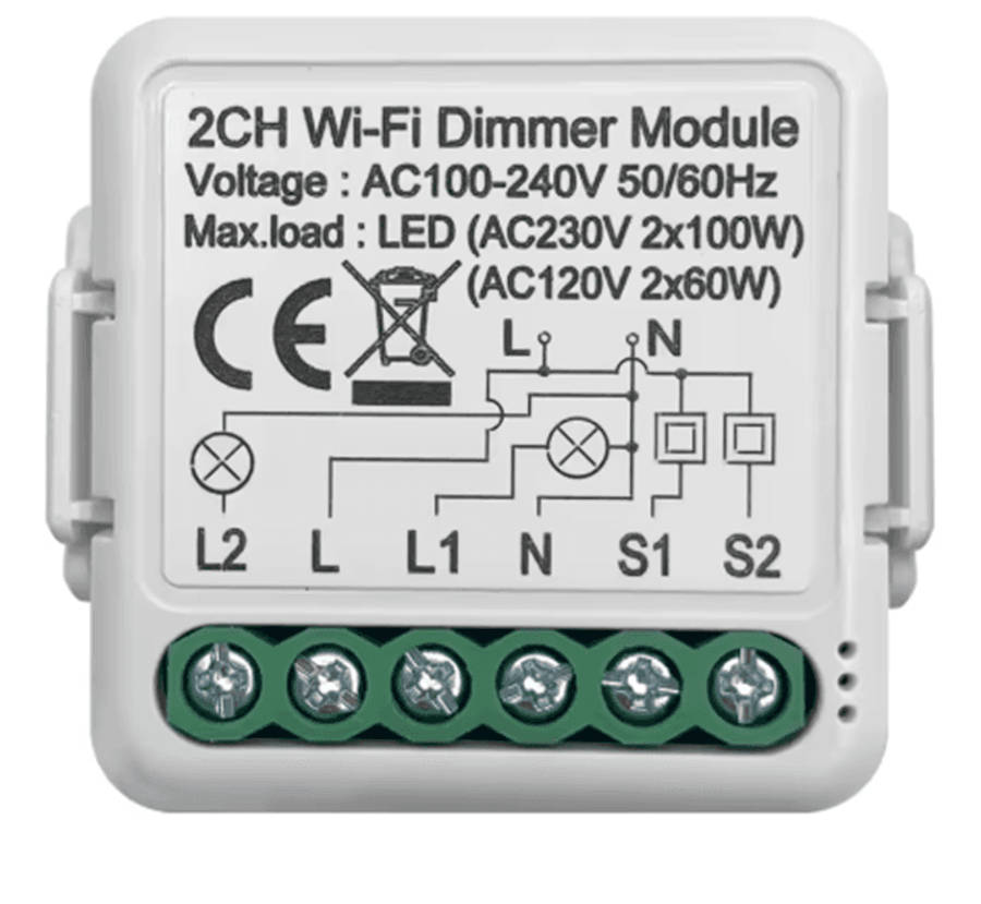 Smart 2 Gang Dimmer Mini Switch | Light Switch | Tuya Smart Life