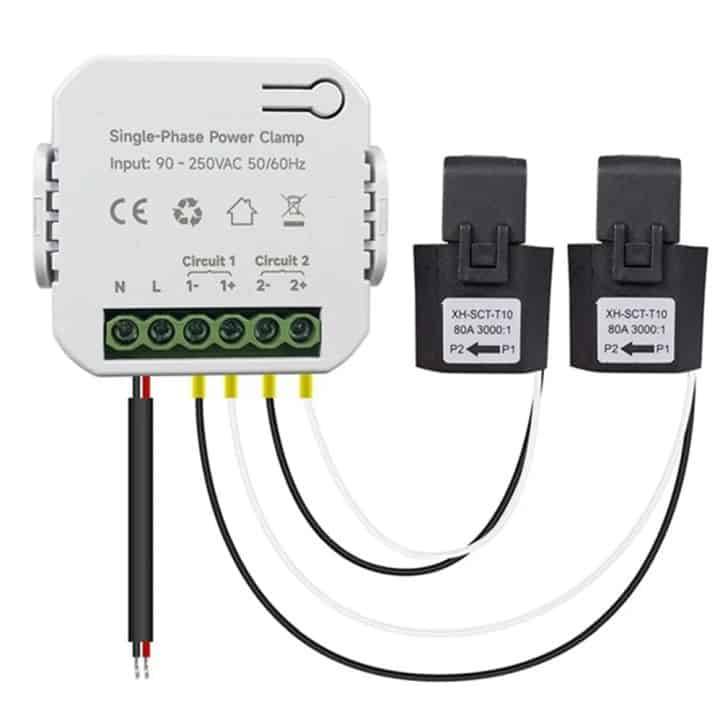 Smart Energy Monitor 2x Clamp Meter | 80A CT Single Phase | WiFi Tuya Smart Life