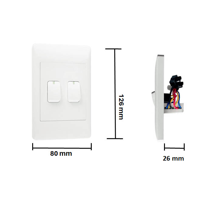 Smart WiFi Mechanical Light Switch, 2 Gang | Neutral Wire + BT | WiFi Tuya Smart Life