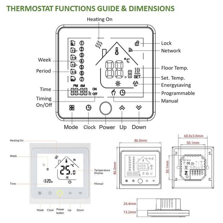 Smart Thermostat Temperature Control | Underfloor Heating | WiFi Tuya Smart Life