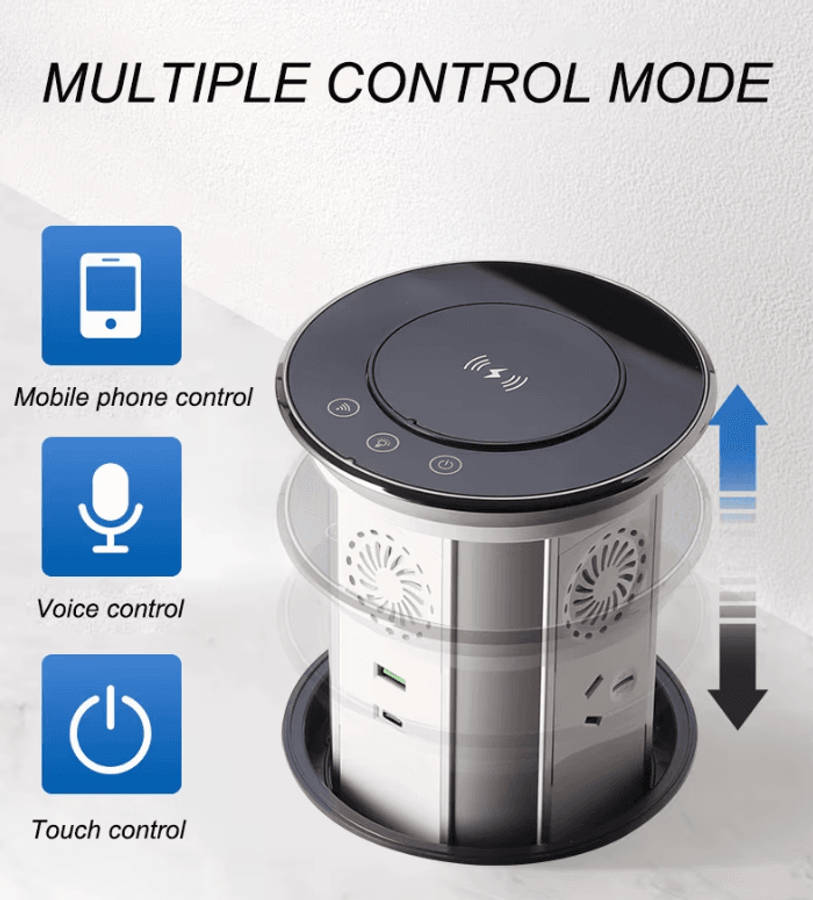 Smart Motorized Socket | USB and wireless phone charger | Tuya Smart Life