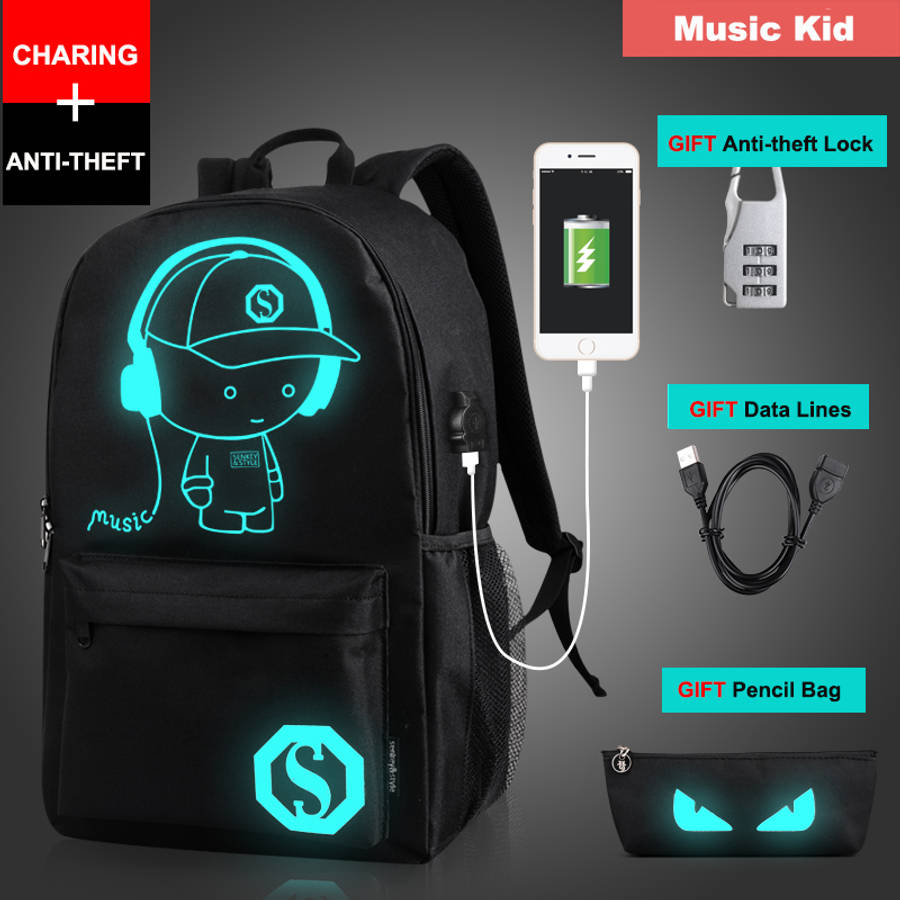 Student School Backpack USB Charge Laptop Computer Backpack For Teenager Anti-theft Boys