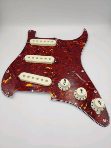 S/S/S Red Tortoise Shell 3ply Strat Style Pickguard