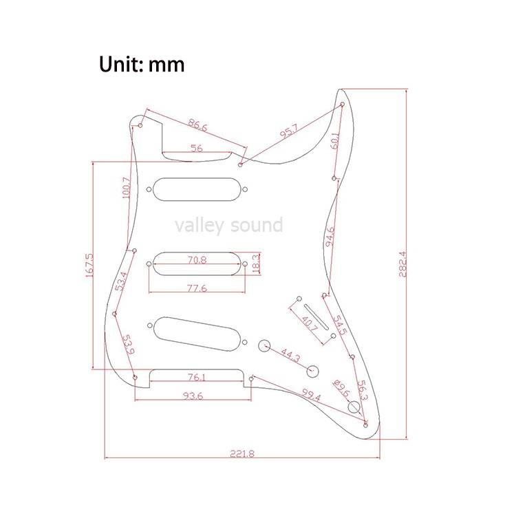 S/S/S Red Tortoise Shell 3ply Strat Style Pickguard