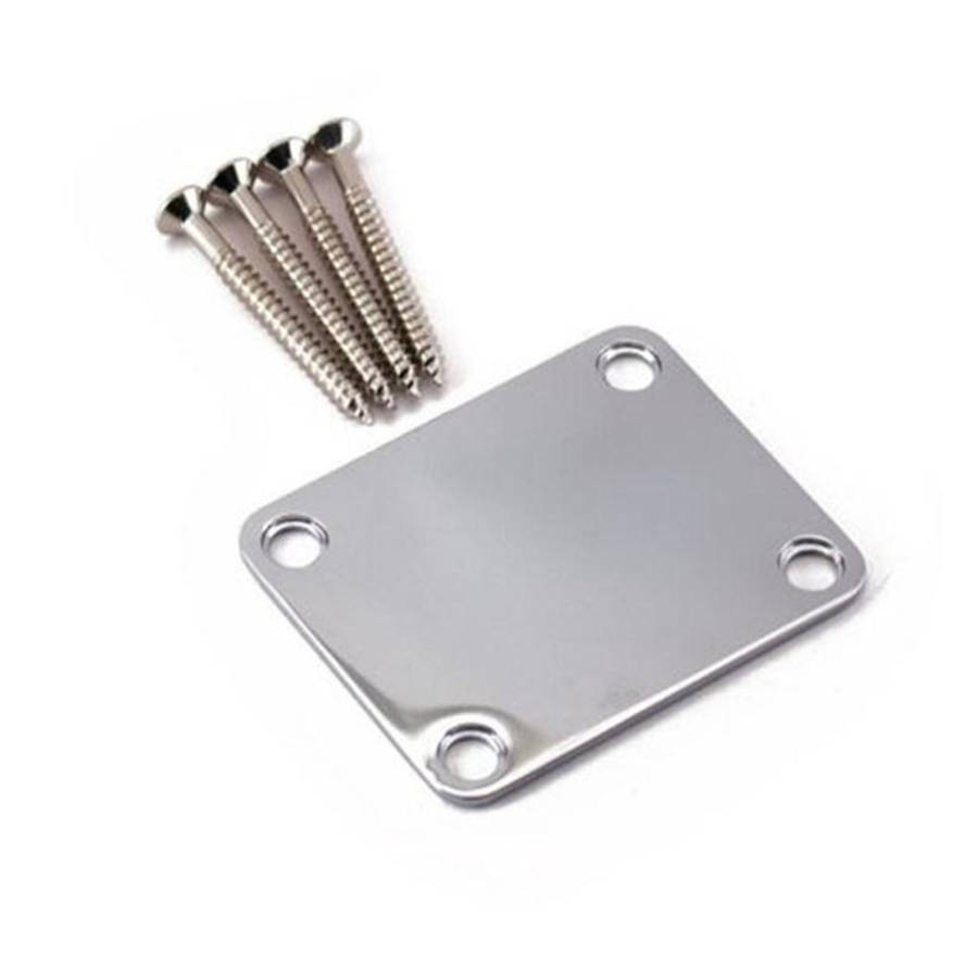 Guitar neck joint plate with screws(Standard Size - No Gasket) - Chrome