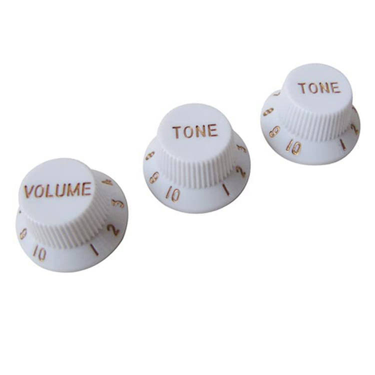 White Strat style replacement knobs - 1 Volume, 2 tone