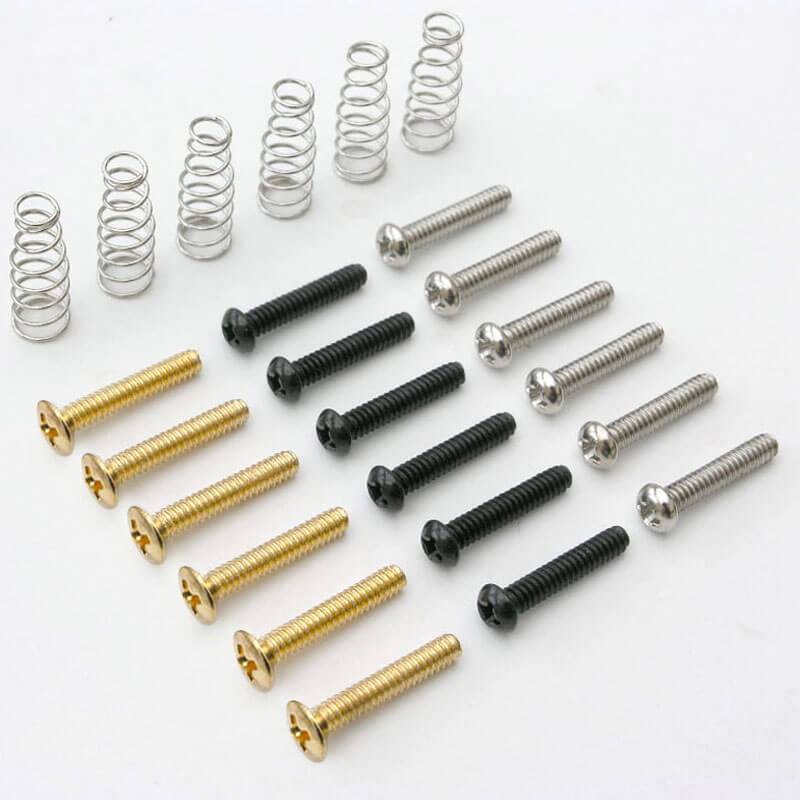 Single Coil Pickup Screws & Springs - Set of 6 - Black