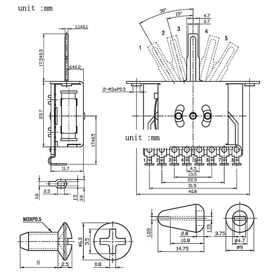 5 Way Guitar Selector Switch
