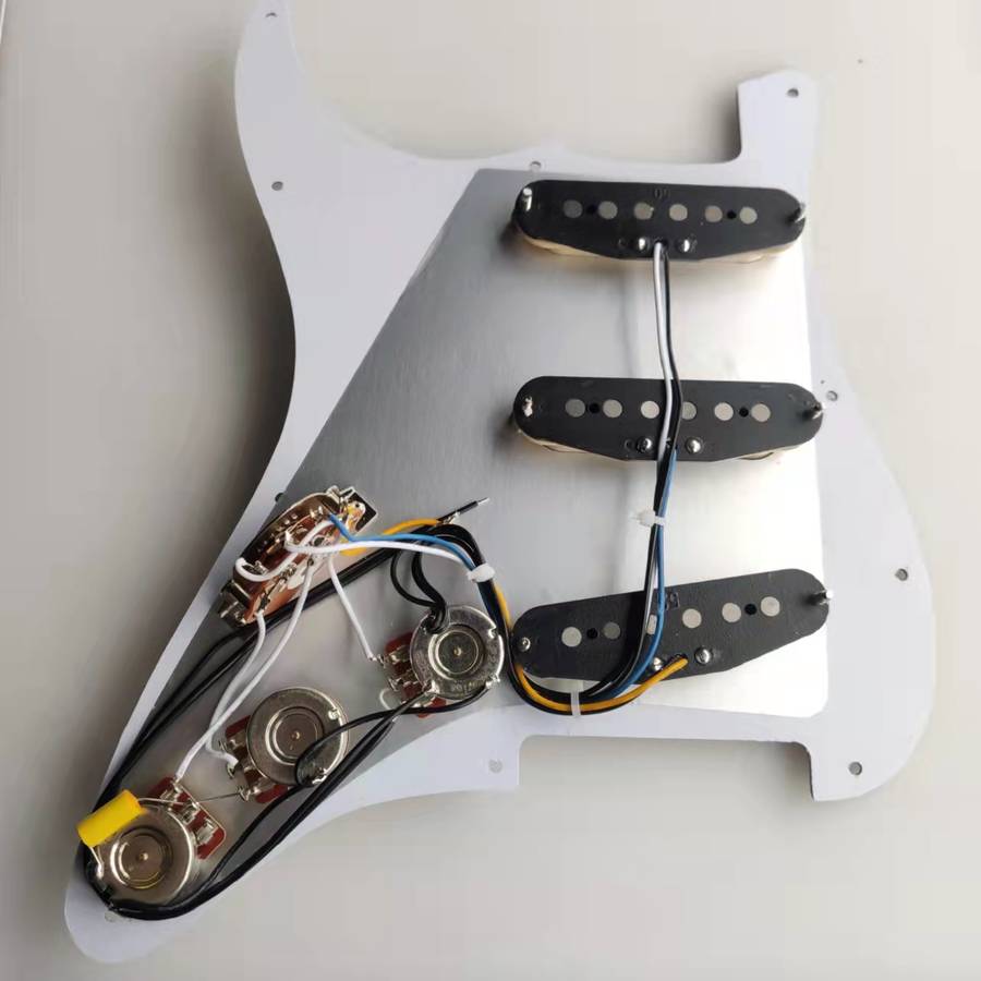 Prewired Pickguard Loaded  with Alnico 5 Single Coil Pickups - Black