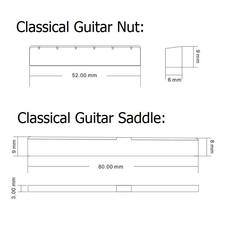 Ox Bone Nut for Classical Guitars Type 1 (52mm)