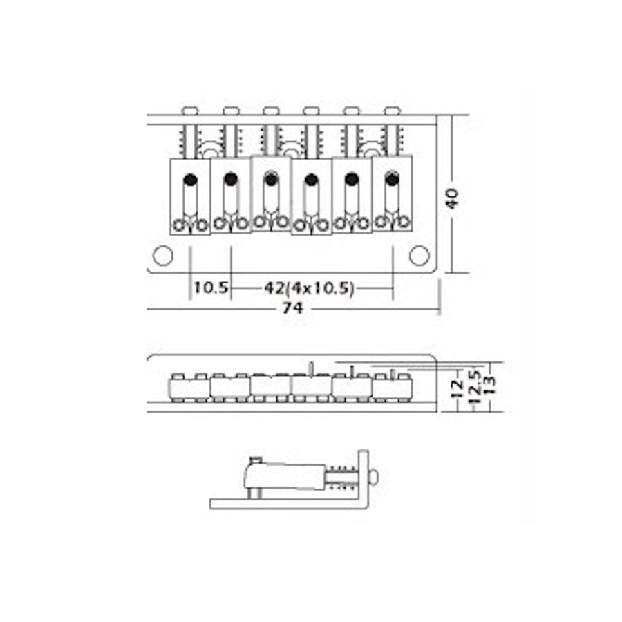 Black 2-Point Fixed Strat Bridge