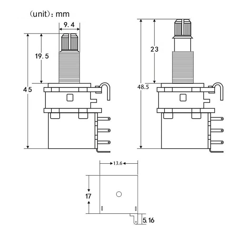 Push / Push Potentiometer (18mm Shaft Length)