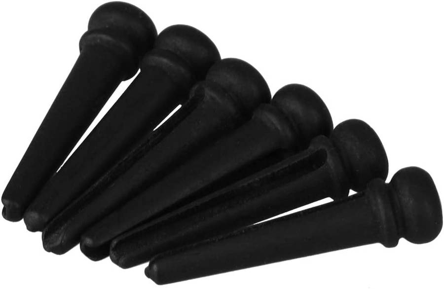 Ebony Wood Bridge Pin with Abalone Shell Dot &amp; Brass Ring for Acoustic Guitars (Single)