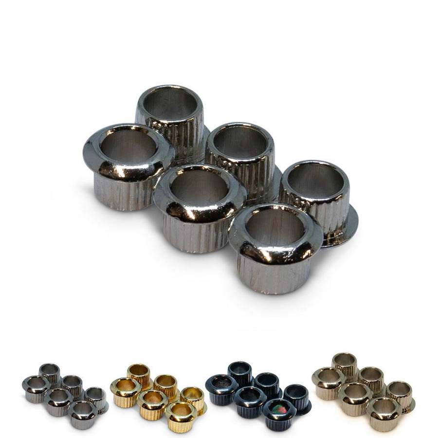 Chrome Push-fit Bushings for 8mm Tuner Holes (6.2mm internal Diameter) set of 6