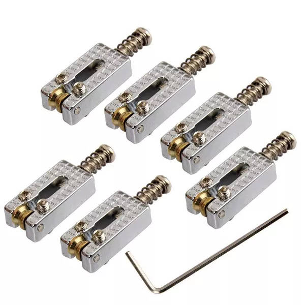 Strat saddles with brass rollers - set of 6