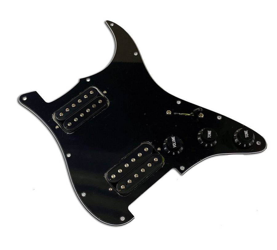 Loaded Prewired Pickguard with 2 Humbuckers (Coil Split Mod) Black
