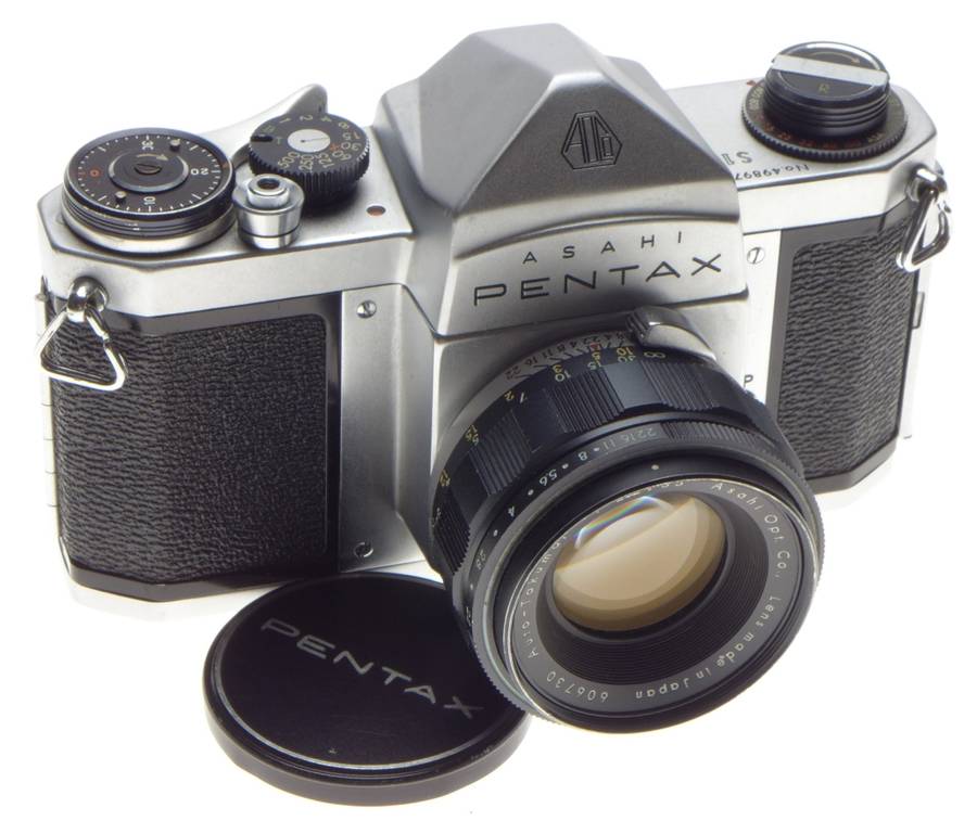 ASAHI PENTAX S1 SLR vintage 35mm chrome film camera Auto-Takumar 1:2.2/55mm lens f=55mm - Pentax