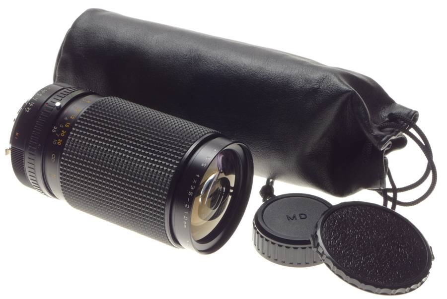 MINOLTA MD Auto MAKINON MC Zoom 1:4-5.5 f=35-210mm vintage film camera lens caps case - Minolta
