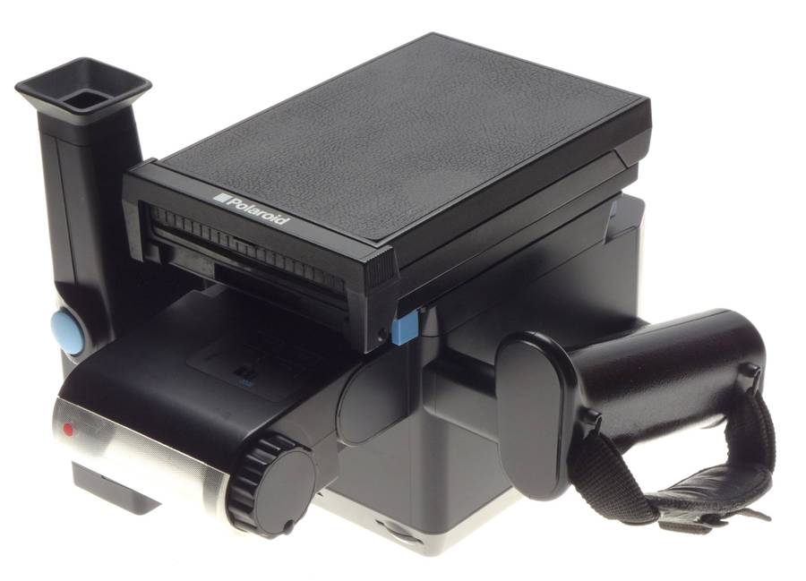 POLAROID MINIPORTRAIT instant camera shoots 4 shots at once with Pol back, flash, grip, finder - Pol